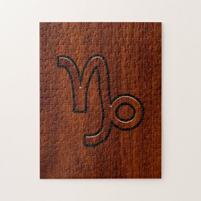 Capricorn Zodiac Symbol in Mahogany Brown Puzzle (Vertikal)