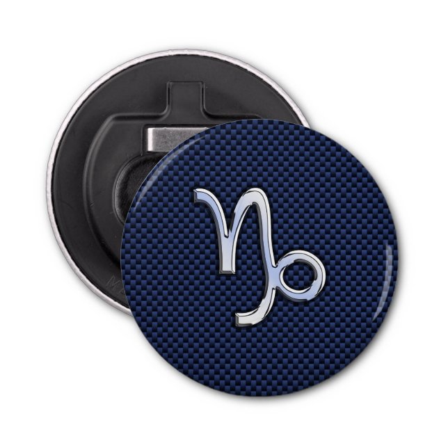 Capricorn Zodiac Symbol Navy Blue Carbon Fibre Flaschenöffner (Vorderseite)