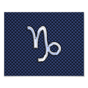 Capricorn Zodiac Symbol Navy Blue Carbon Fibre Fotodruck