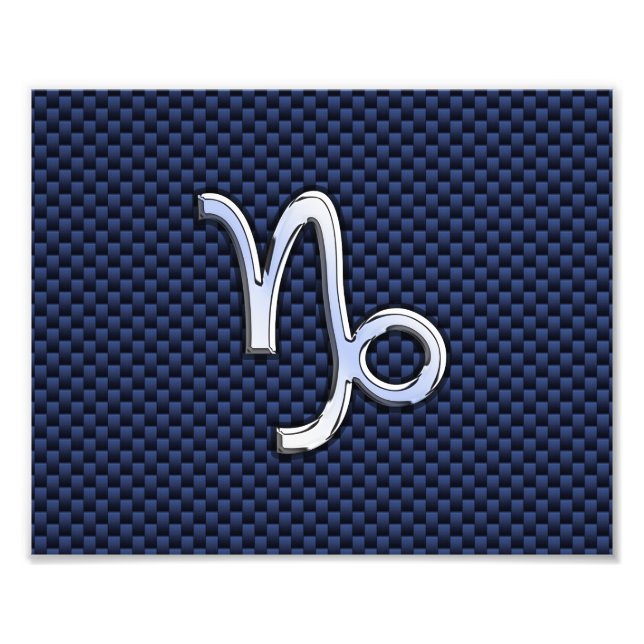 Capricorn Zodiac Symbol Navy Blue Carbon Fibre Fotodruck (Vorne)
