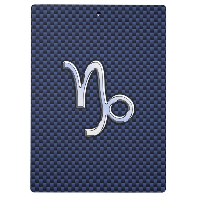 Capricorn Zodiac Symbol Navy Blue Carbon Fibre Klemmbrett (Rückseite)