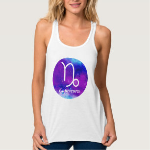 Capricorn Zodiac Symbol Space Nebula Tank Top