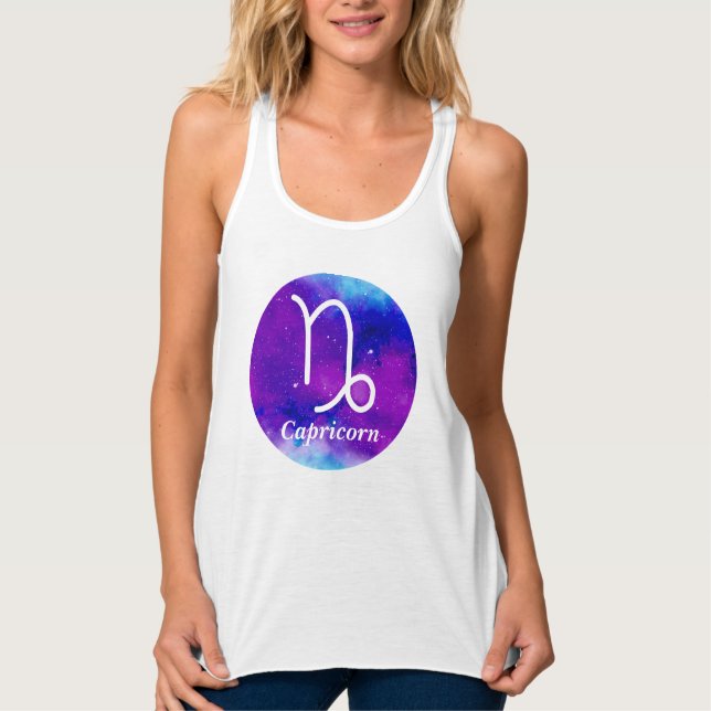Capricorn Zodiac Symbol Space Nebula Tank Top (Vorderseite)