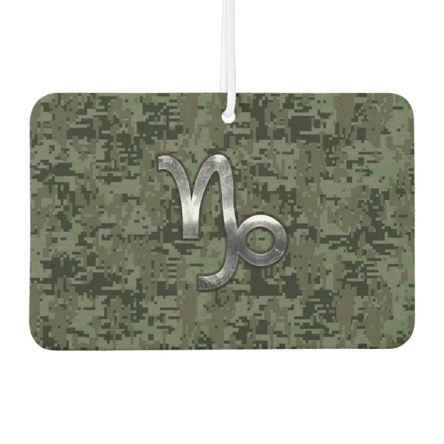Capricorn Zodiac Symbol Woodland Camouflage Autolufterfrischer (Vorderseite)