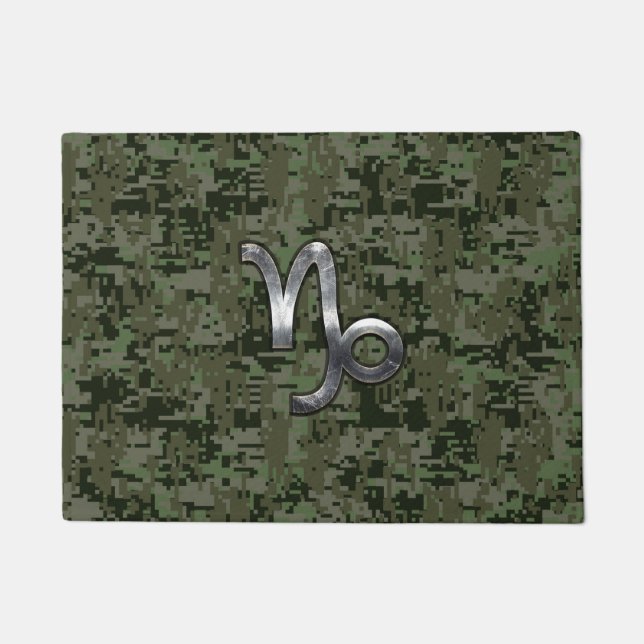 Capricorn Zodiac Symbol Woodland Camouflage Fußmatte (Vorderseite)
