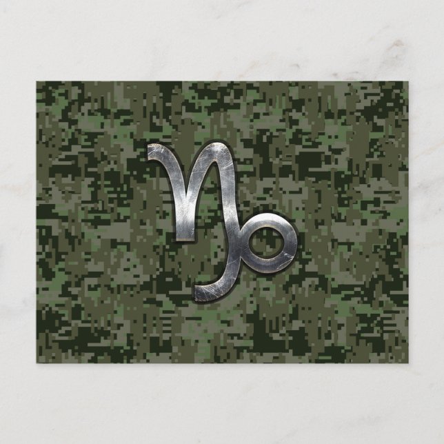 Capricorn Zodiac Symbol Woodland Camouflage Postkarte (Vorderseite)