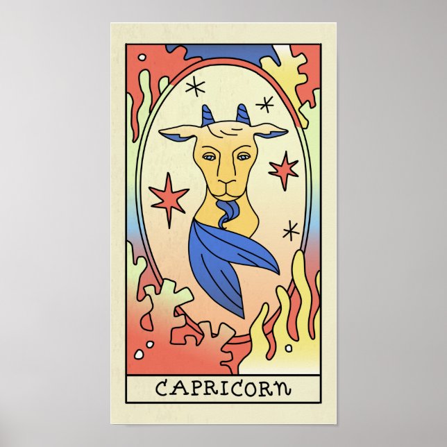 Capricorn Zodiac Unterschreiben Abstrakte Kunst Vi Poster (Vorne)