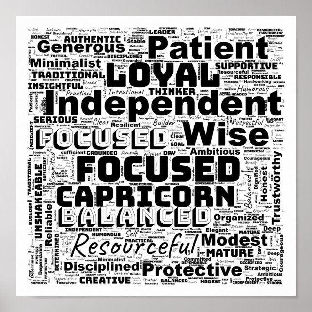 Capricorn Zodiac Word Cloud Inspiration Poster (Vorne)