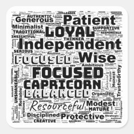 Capricorn Zodiac Word Cloud Inspiration Quadratischer Aufkleber