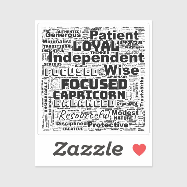 Capricorn Zodiac Word Cloud Inspiration Vinyl Aufkleber (Blatt)