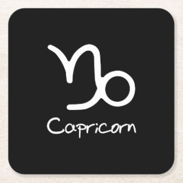 Capricorn Zodiac-Zeichen auf schwarzem Hintergrund Rechteckiger Pappuntersetzer