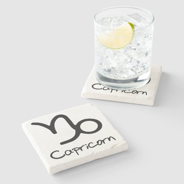 Capricorn Zodiac Zeichen auf weißem Hintergrund Steinuntersetzer (Seitenansicht)