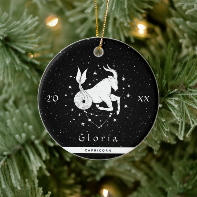 Capricorn Zodiac-Zeichen-Horoskop Symbol Jahr Keramik Ornament (Baum)