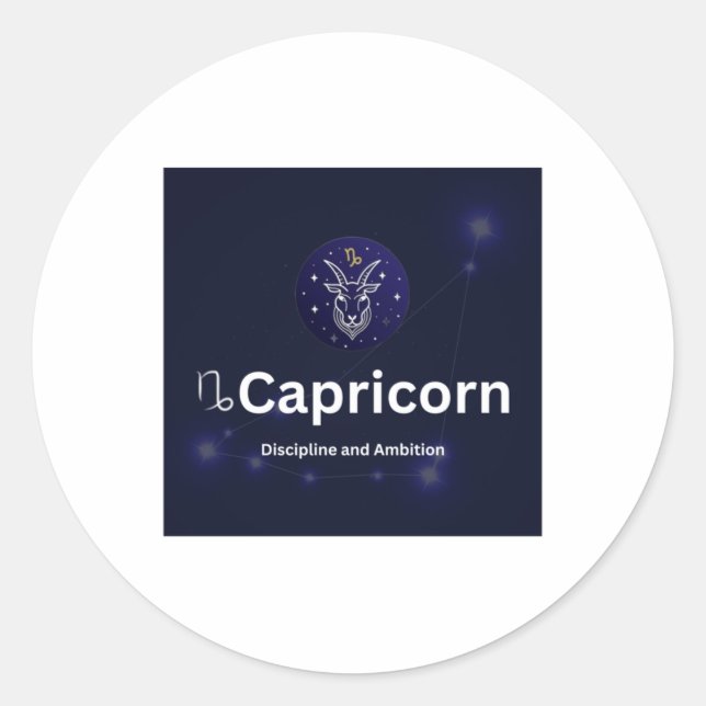 Capricorn-Zodiac-Zeichen Runder Aufkleber (Vorderseite)