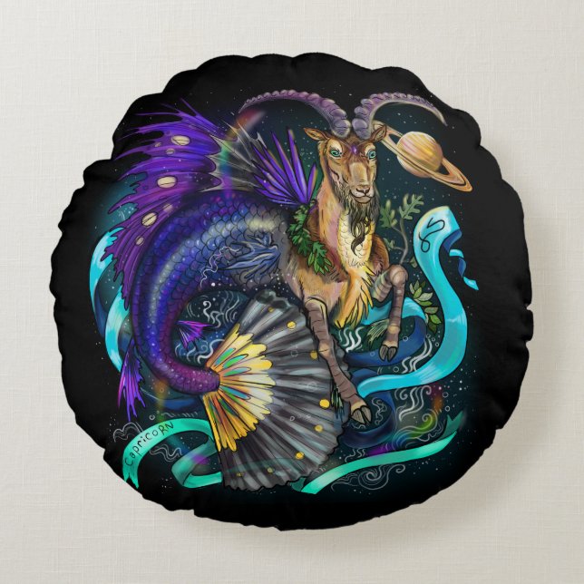 Capricorn-Zodiac-Zeichen Rundes Kissen (Vorderseite)