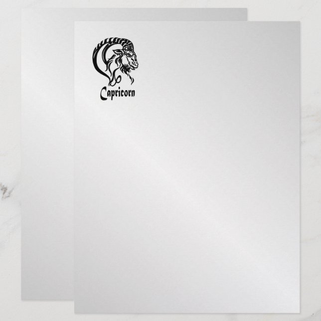 Capricorn Zodiac Zeichen und Symbol Silber (Vorne/Hinten)