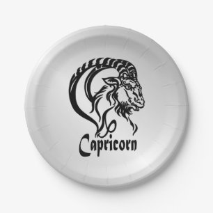 Capricorn Zodiac Zeichen und Symbol Silber Pappteller