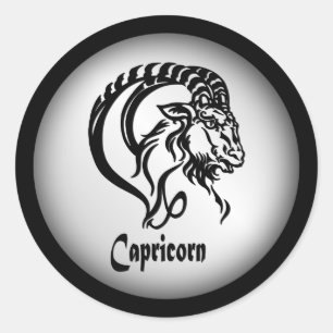 Capricorn Zodiac Zeichen und Symbol Silber Runder Aufkleber
