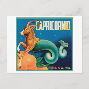 Capricornio Vintag Crate Label Postkarte