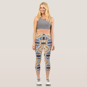 Capris, ein mehrfarbiger trendiger Stoffmusterentw Capri Leggings