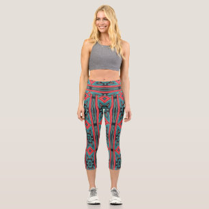 Capris, ein mehrfarbiges, trendiges Stoffmusterdes Capri Leggings