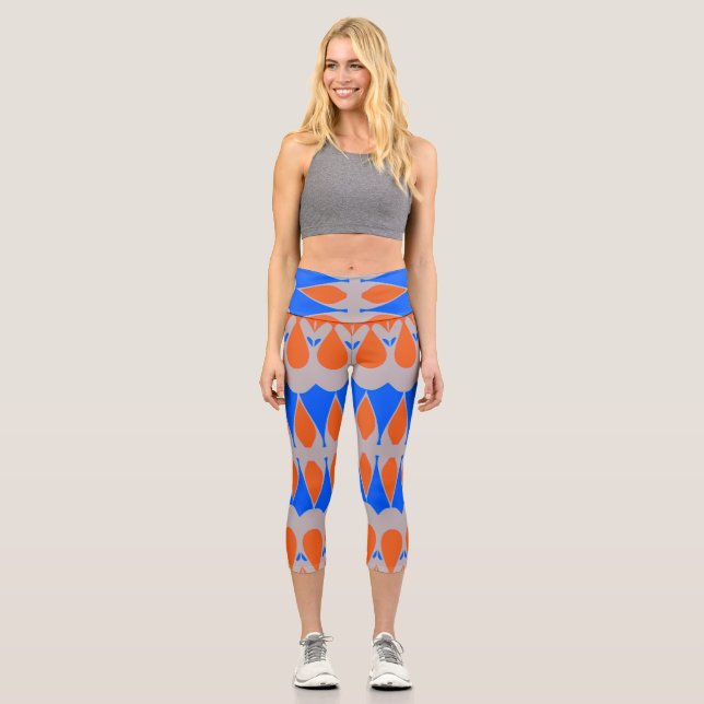 Capris, ein trendiger, vielfarbiger Stoffmuster Capri Leggings (Vorderseite)
