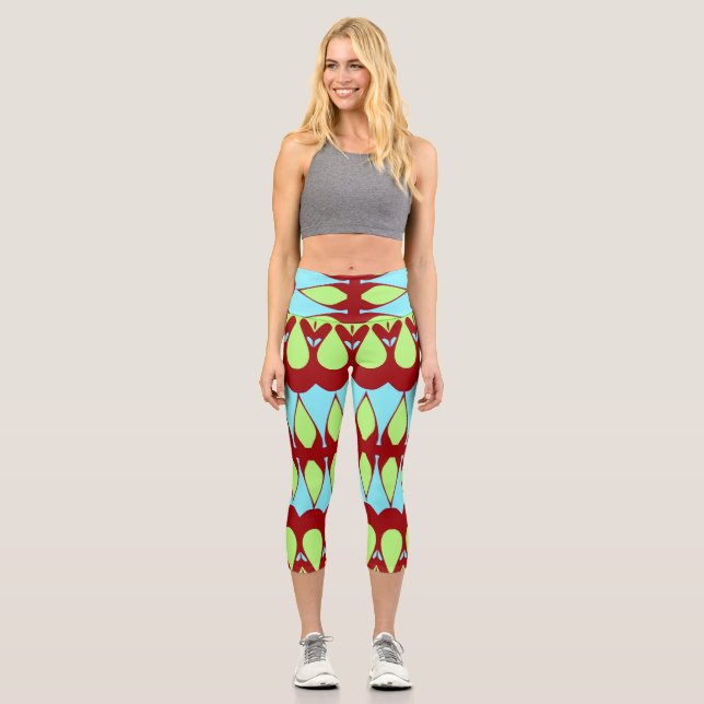 Capris, ein trendiger, vielfarbiger Stoffmuster Capri Leggings (Vorderseite)