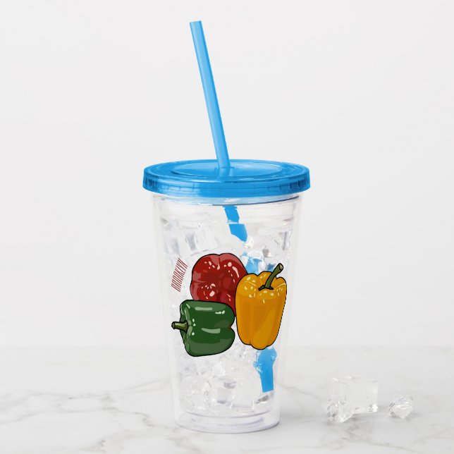 Capsicum-Cartoon-Abbildung Acryltrinkbecher (Vorderseite Ice)