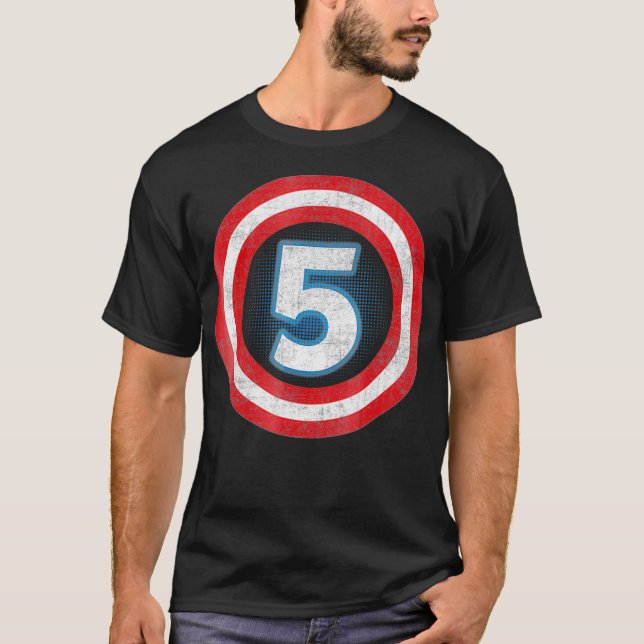 Captain 5 Yrs Old Superhero 5th Birthday Boy T-Shirt (Vorderseite)