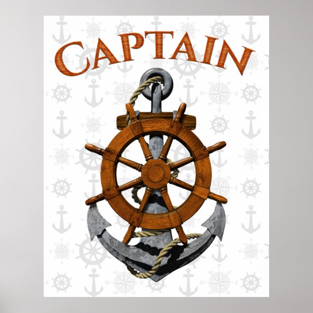Captain Anchor Nautical Poster (Vorne)