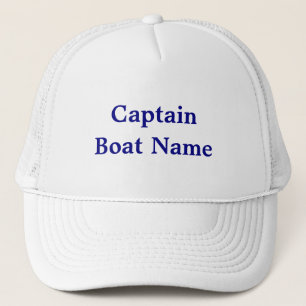 Captain and Boat Name Navy Blue Text Truckerkappe