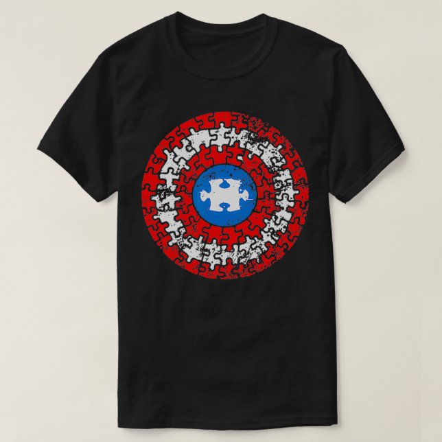 Captain Autismus Puzzle Superhelden Schild Autismu T-Shirt (Design vorne)