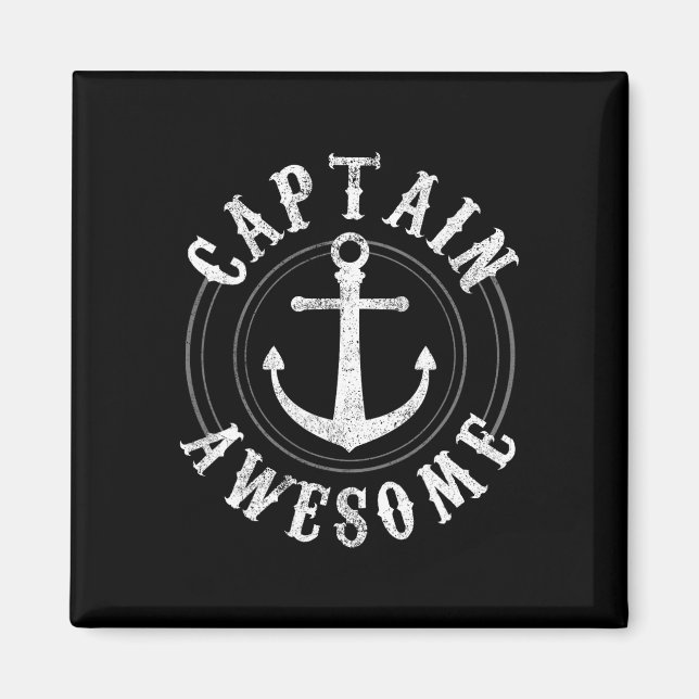 Captain Awesome - Bootsfahrt Segeln Anker Schifffa Magnet (Vorne)
