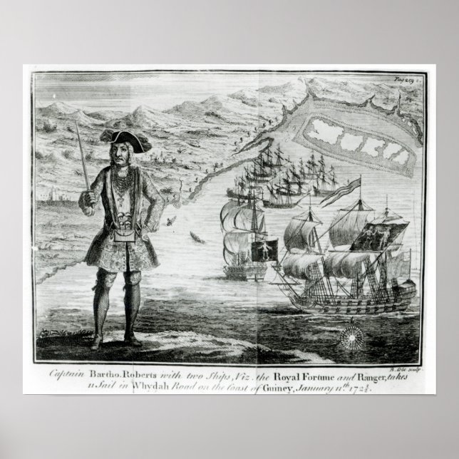 Captain Bartholomew Roberts mit zwei Schiffen Poster (Vorne)