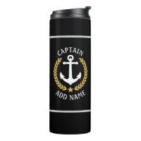 Captain Boat Name Anchor Gold Style Laurel Black