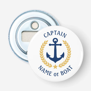 Captain Boat Name Anchor Gold Style Laurel Runde Flaschenöffner