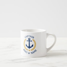 Captain Boat Name Anchor Gold Style Laurel Star Espressotasse