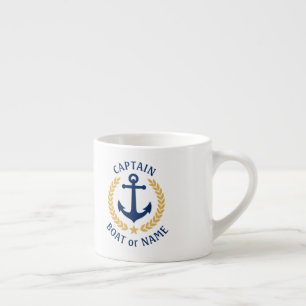 Captain Boat Name Anchor Gold Style Laurel Star Espressotasse