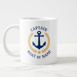 Captain Boat Name Anchor Gold Style Laurel Star Jumbo-Tasse