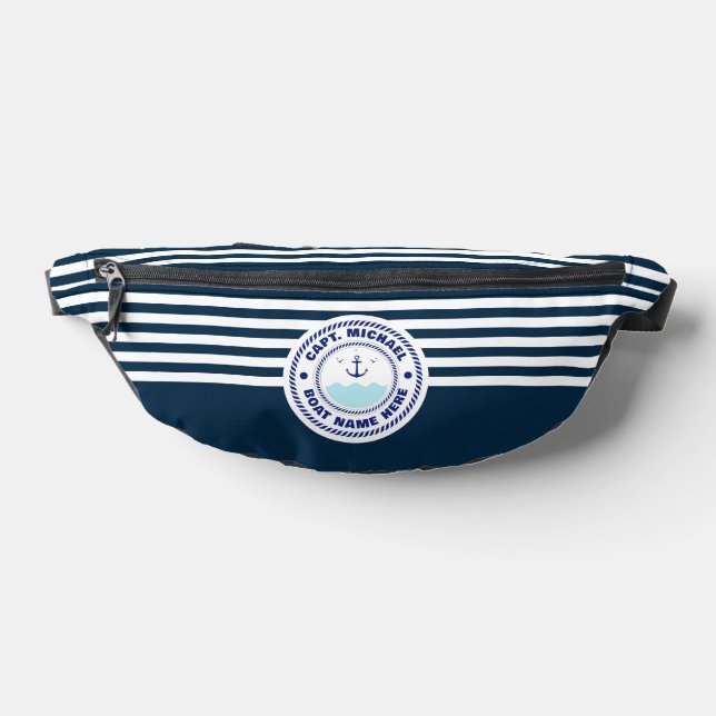 Captain Boat Name Nautical Anchor Blau weiß Bauchtasche (Ablage )