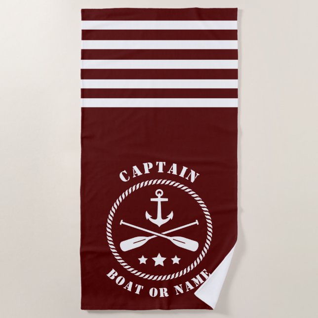 Captain Boat oder Name Nautical Anchor & Oars Red Strandtuch (Vorderseite)