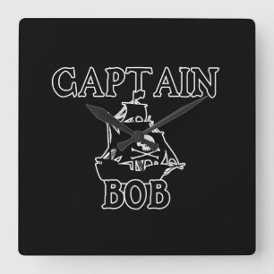 Captain Bob (Pirate Ship) Quadratische Wanduhr