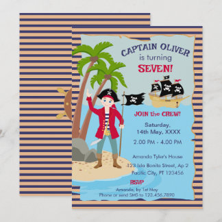 Captain Boy Pirate Ship Birthday Party Einladung