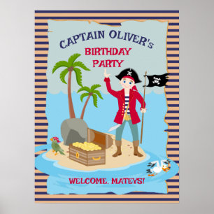 Captain Boy Pirate Ship Willkommensfeier Poster