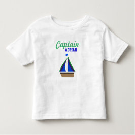 Captain Boys Name Sailboat Kleinkind T-shirt