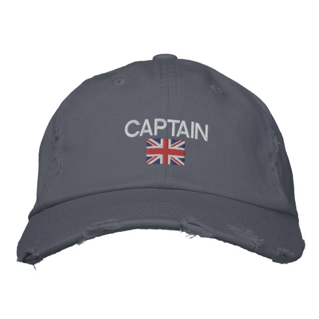 Captain - Captain Logo Union Jack Sailing Bestickte Baseballkappe (Vorderseite)
