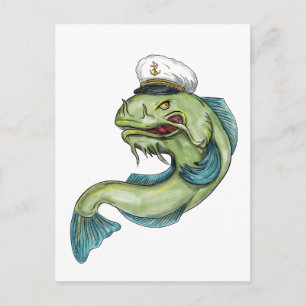Captain Catfish Tattoo Postkarte
