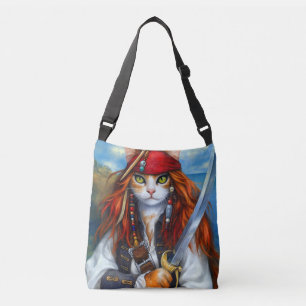 Captain Claws of the Azure Sea   Pirate Cat Tragetaschen Mit Langen Trägern
