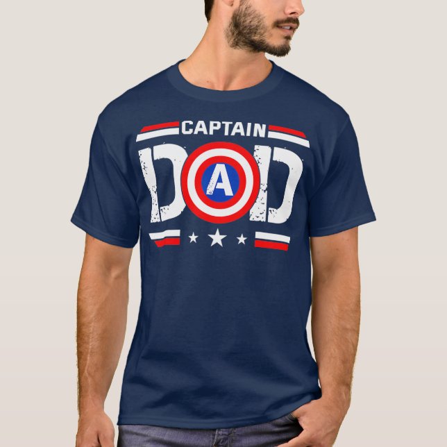Captain Dad Superhero Funny Men Fathers Day Dad T-Shirt (Vorderseite)