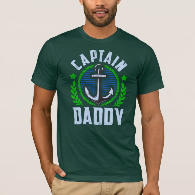 Captain Daddy Boat Vater mit Anchor T-Shirt (Vorderseite)